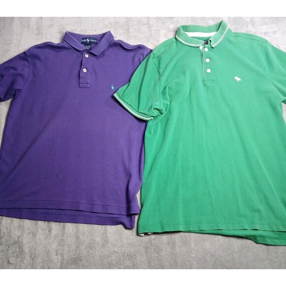 Lot (2) Polo Shirts Mens Large Abercrombie Fitch Ralph Lauren Classic Preppy Y2k - Picture 2 of 13